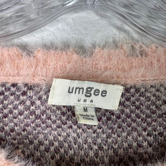 Umgee Women's Fuzzy Camo Sweater Soft Knit Pullover Cozy Winter‎ Top Size M - Picture 2 of 6